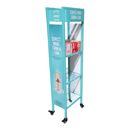 custom metal rolling floor display